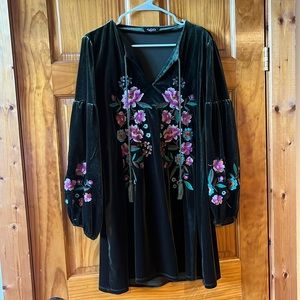 GiGio Crushed Velvet Embroidered Dress